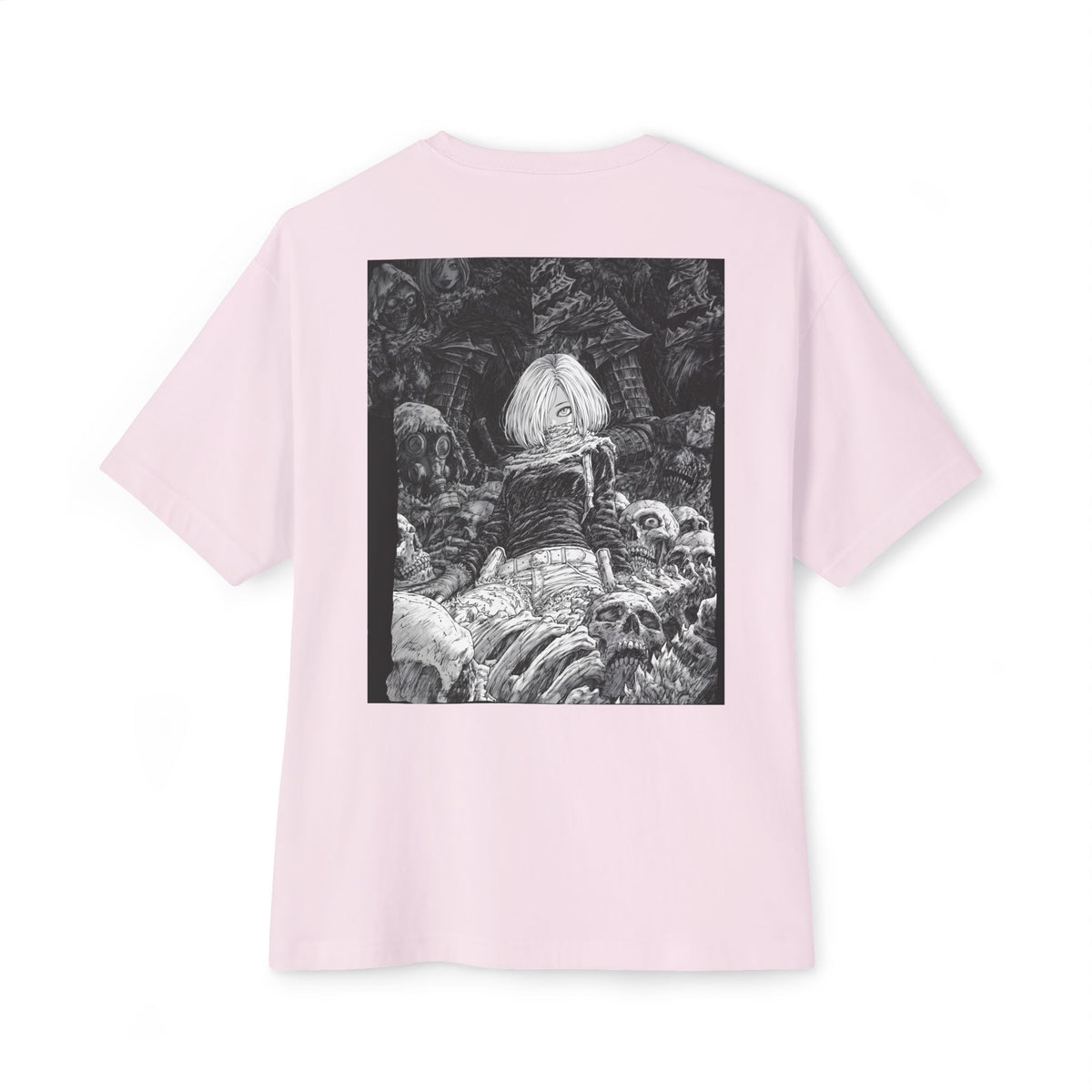 Samurai Emblem Boxy Tee — Minimal Chest Logo & Dark Magna Back Graphic