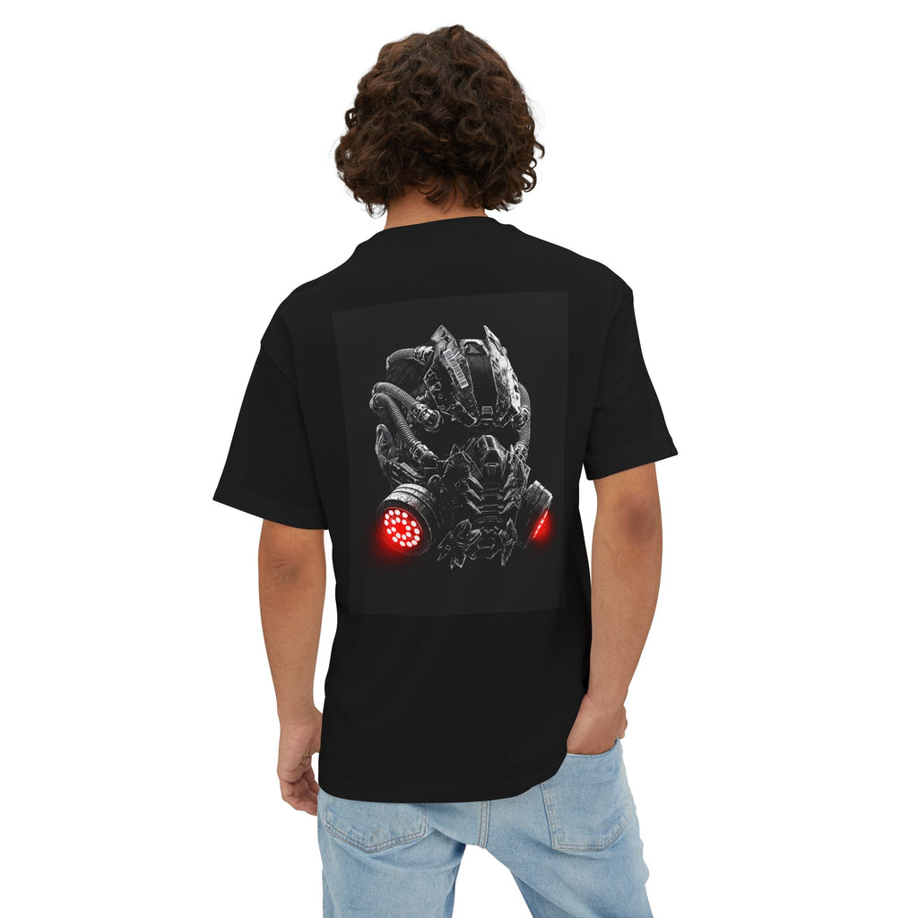 Boxy Tee — Futuristic Techwear Respirator Back Graphic (Crimson Filters)