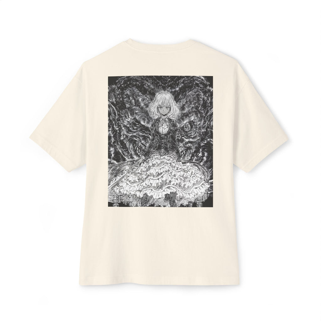 Minimal Mecha Emblem Boxy Tee — Dark Anime Back Graphic
