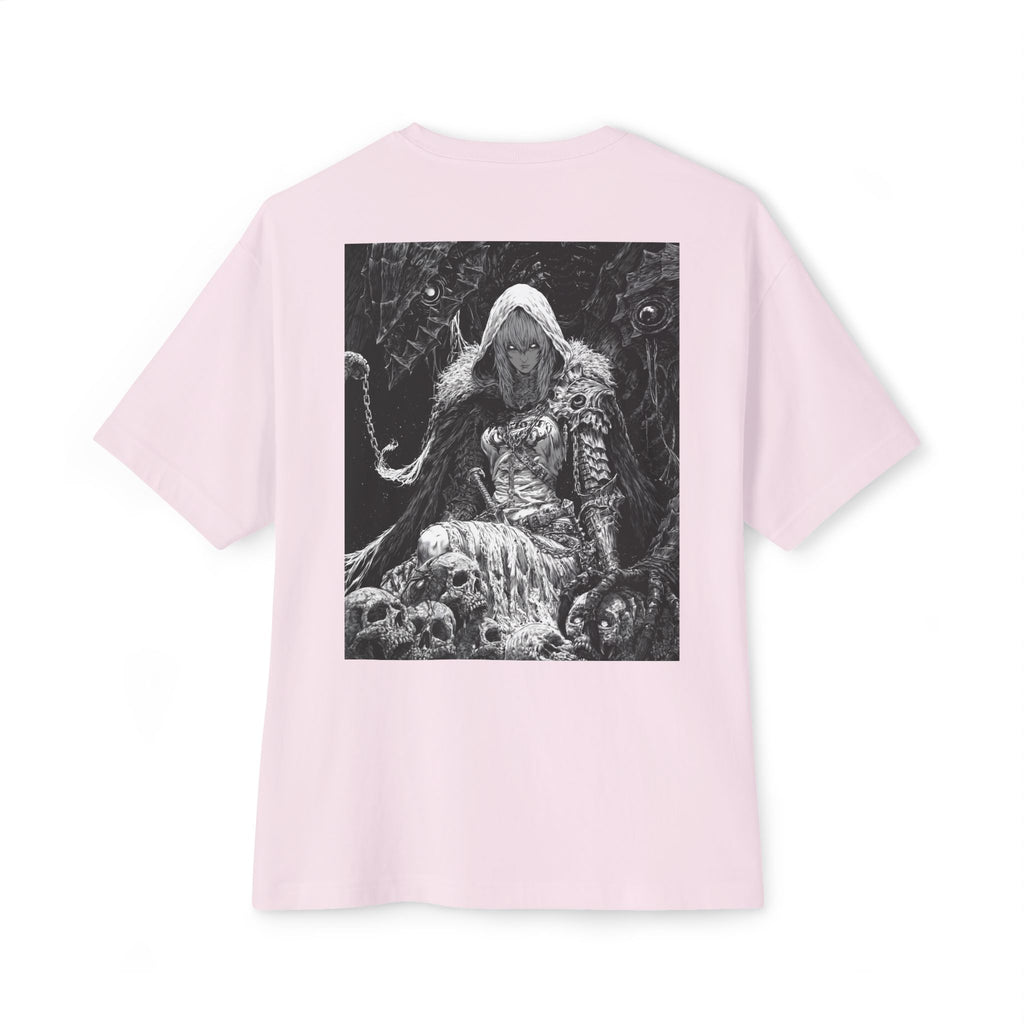 Vintage Samurai Emblem Tee — Minimal Chest & Dark Manga Back Graphic Boxy Tee
