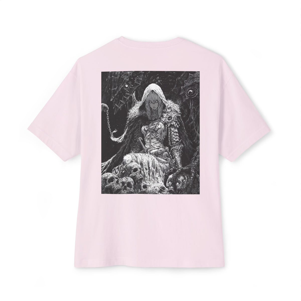 Vintage Samurai Emblem Tee — Minimal Chest & Dark Manga Back Graphic Boxy Tee