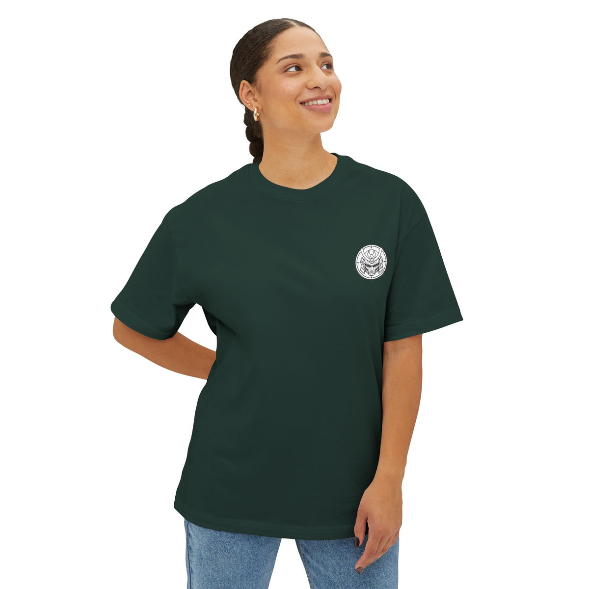 Boxy Tee — Futuristic Techwear Respirator Back Graphic (Crimson Filters)