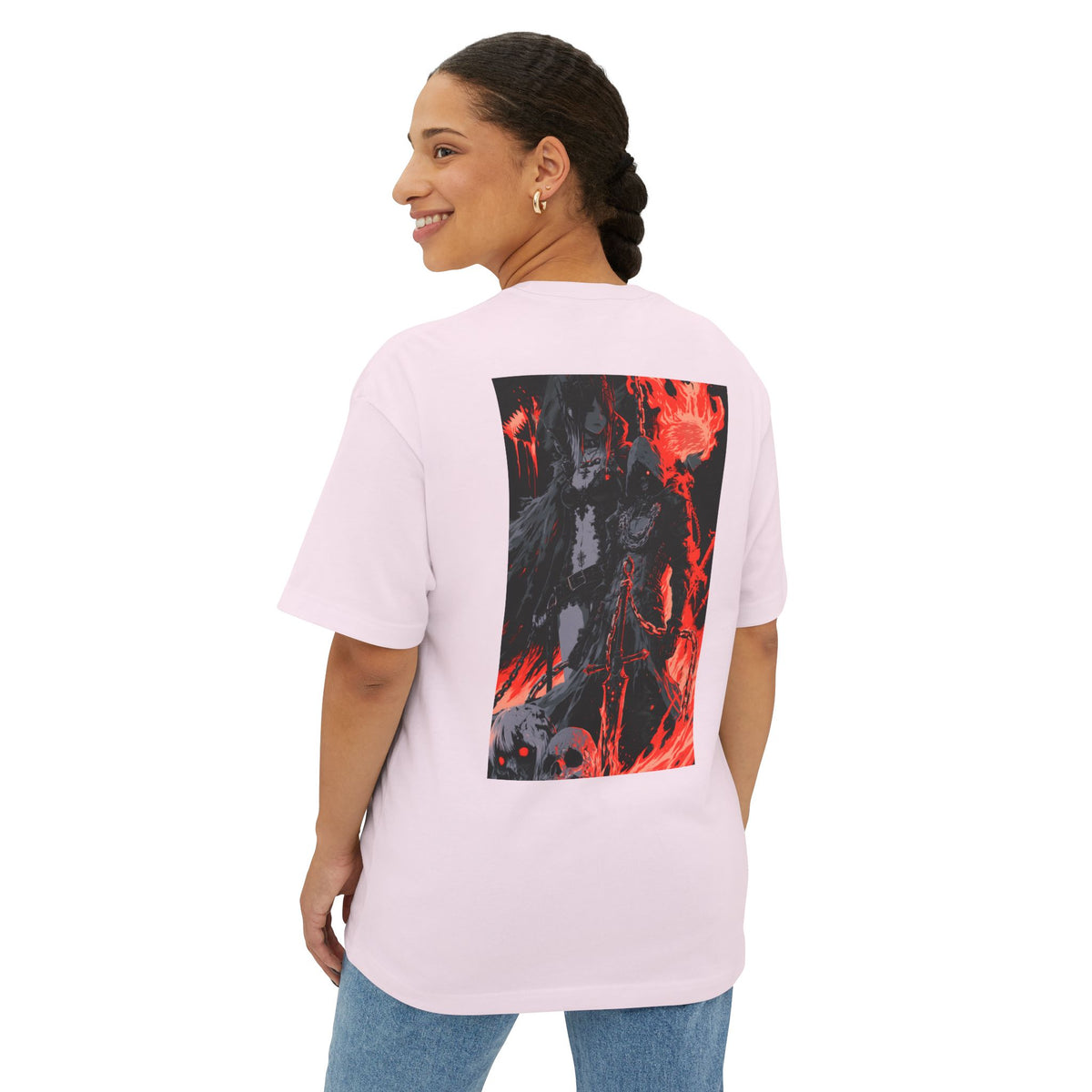 Boxy Tee — Minimal Mecha Emblem Chest Graphic
