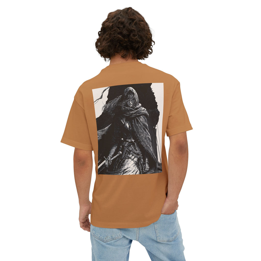 Minimal Mecha Chest Emblem Tee — Manga‑Inspired Back Graphic Oversized Tee