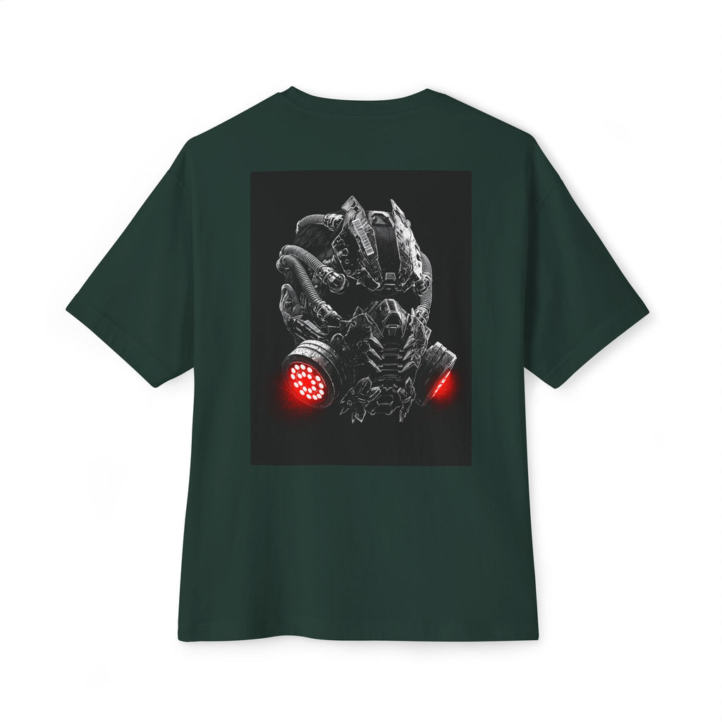 Boxy Tee — Futuristic Techwear Respirator Back Graphic (Crimson Filters)