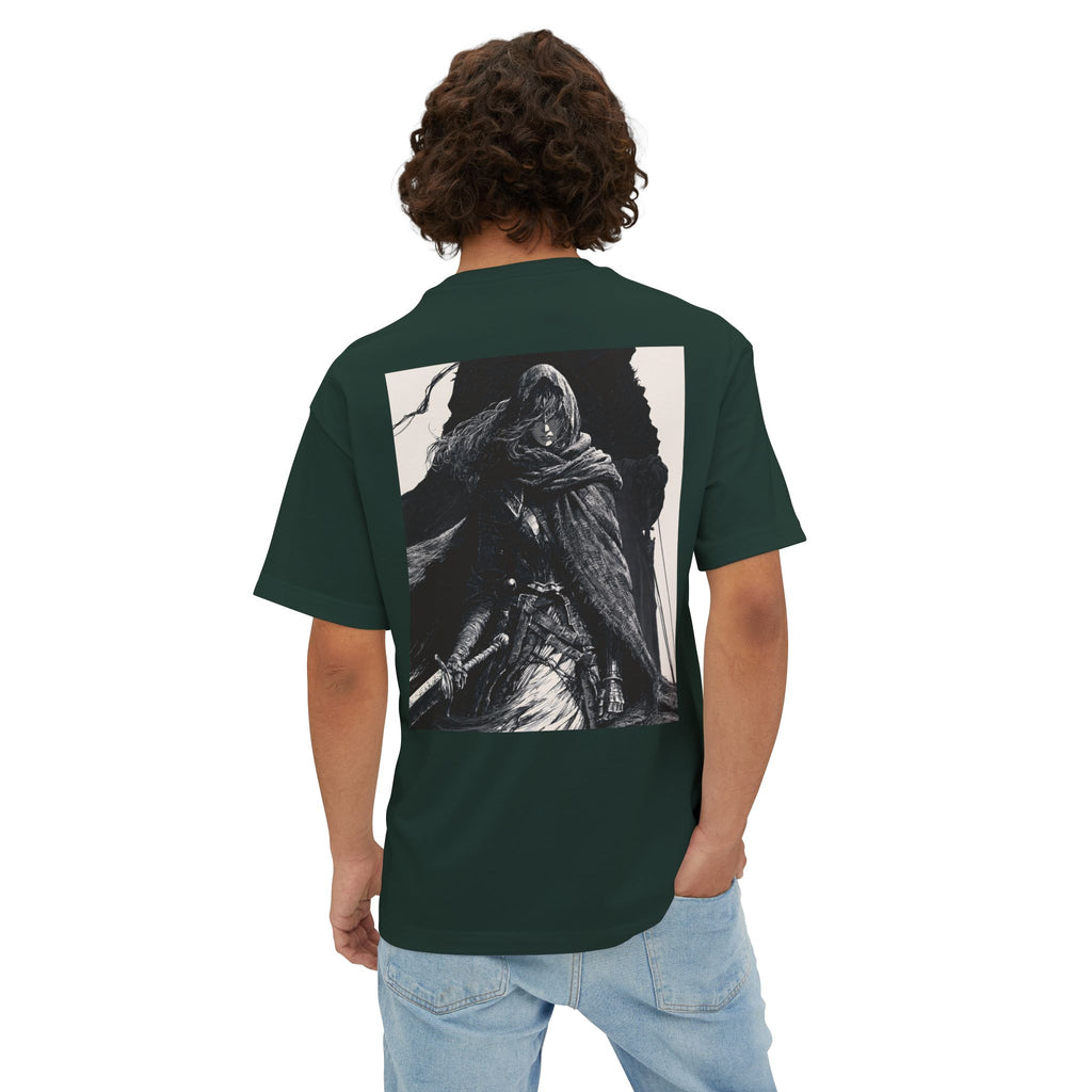 Minimal Mecha Chest Emblem Tee — Manga‑Inspired Back Graphic Oversized Tee