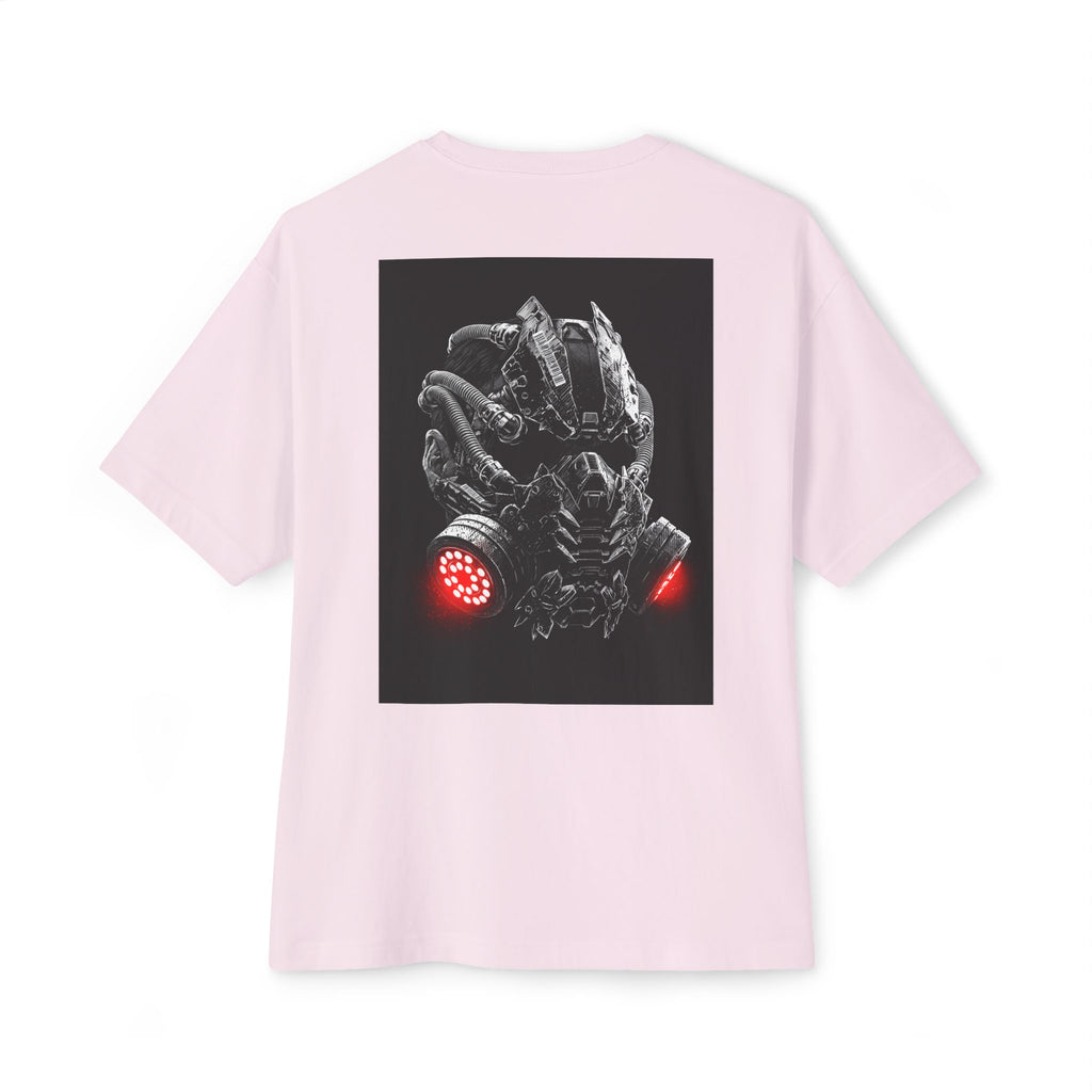 Boxy Tee — Futuristic Techwear Respirator Back Graphic (Crimson Filters)