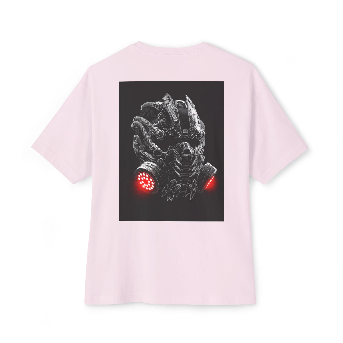 Boxy Tee — Futuristic Techwear Respirator Back Graphic (Crimson Filters)