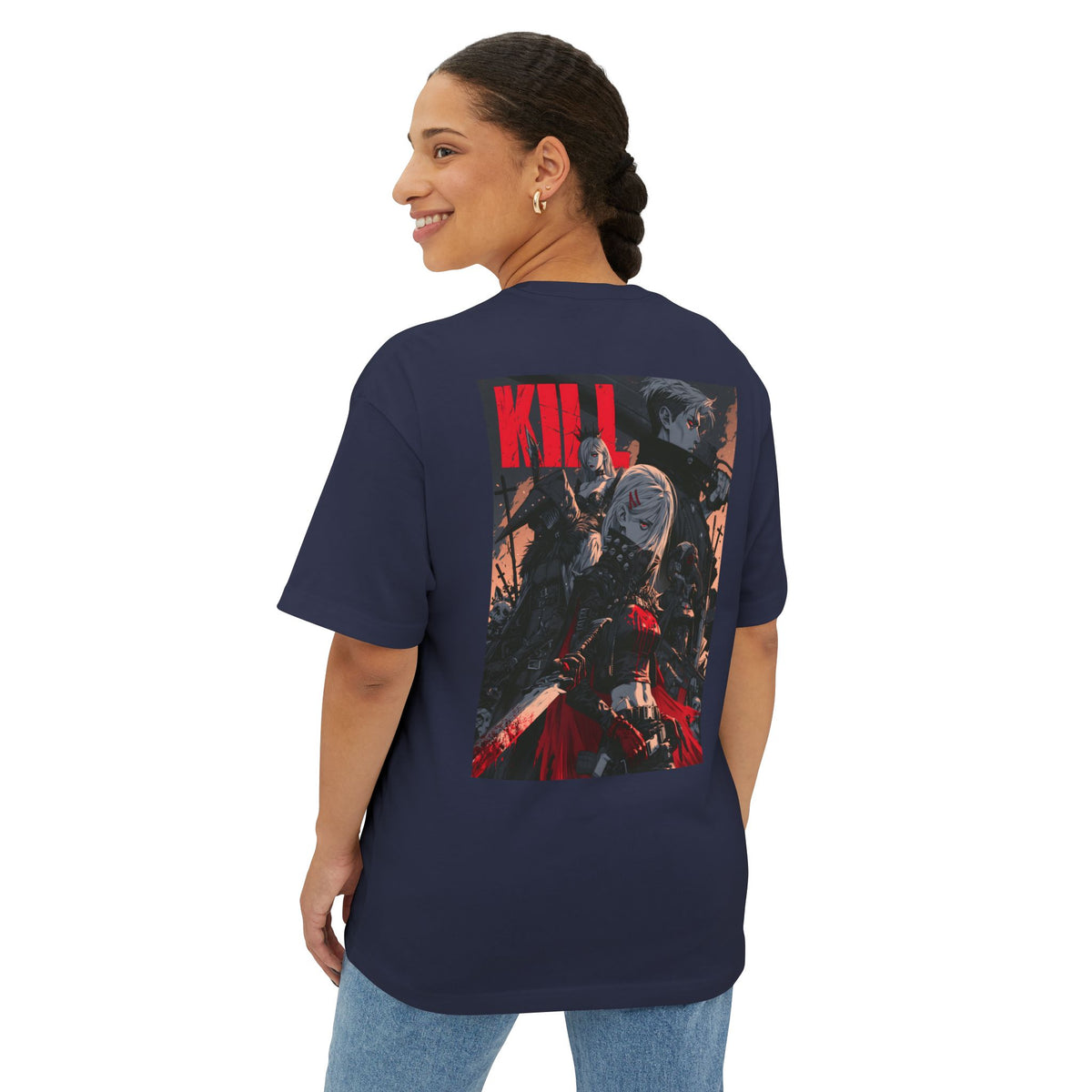 Minimal Mecha Emblem Boxy Tee — Anime-Inspired Back Graphic