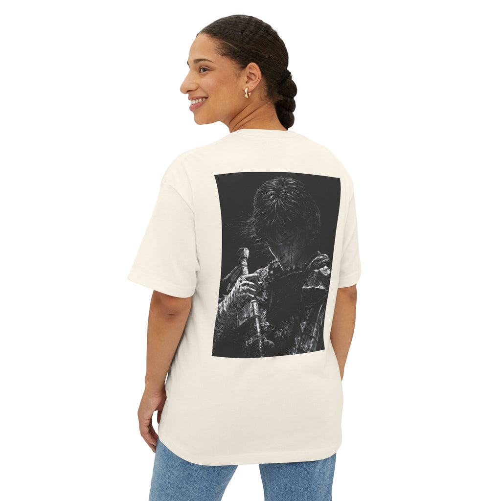 Samurai Crest Tee — Minimal Chest + Back Manga Graphic Oversized Tee