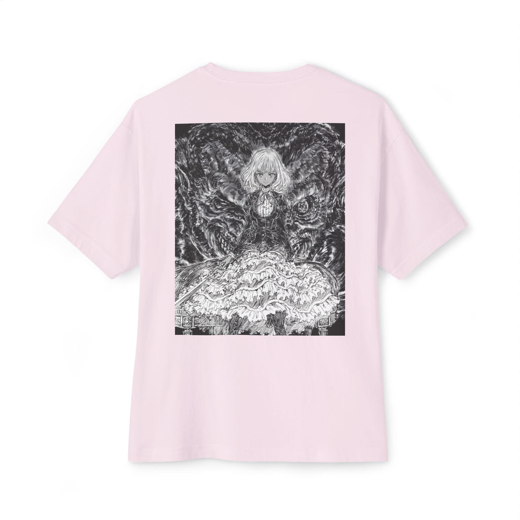 Minimal Mecha Emblem Boxy Tee — Dark Anime Back Graphic