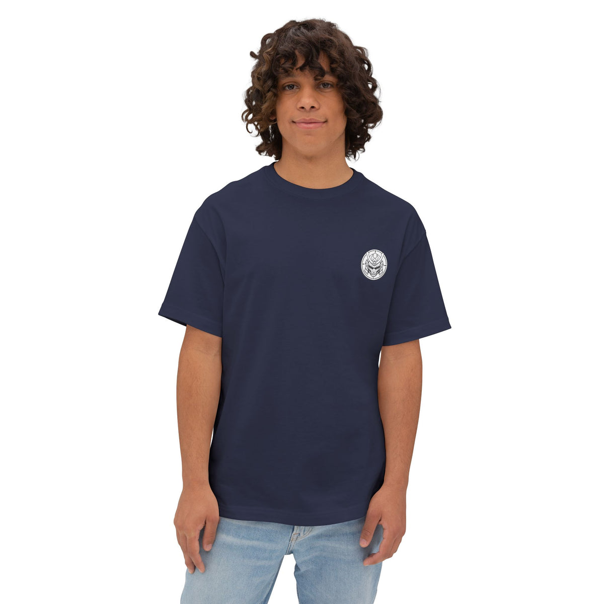 Boxy Tee — Futuristic Techwear Respirator Back Graphic (Crimson Filters)