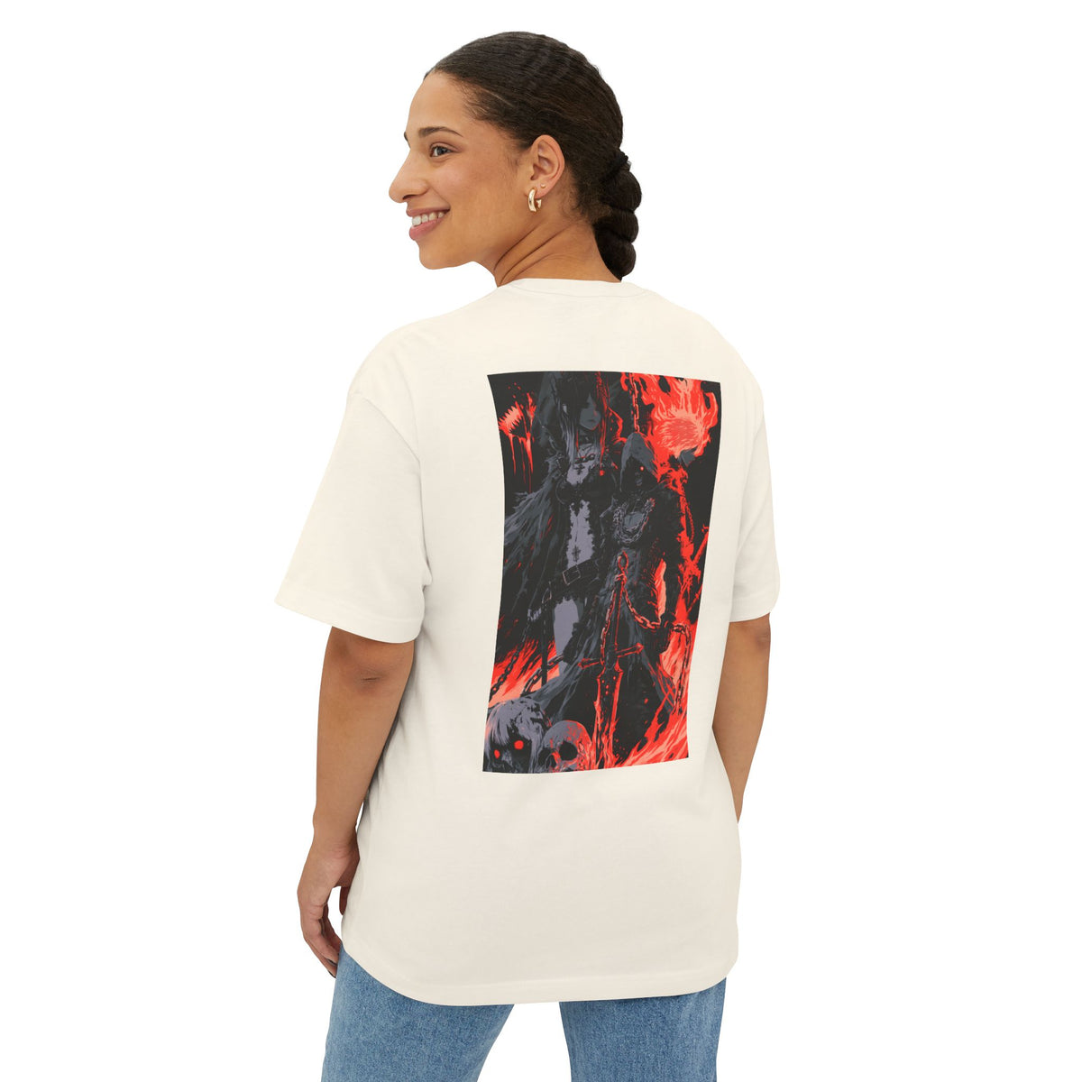 Boxy Tee — Minimal Mecha Emblem Chest Graphic