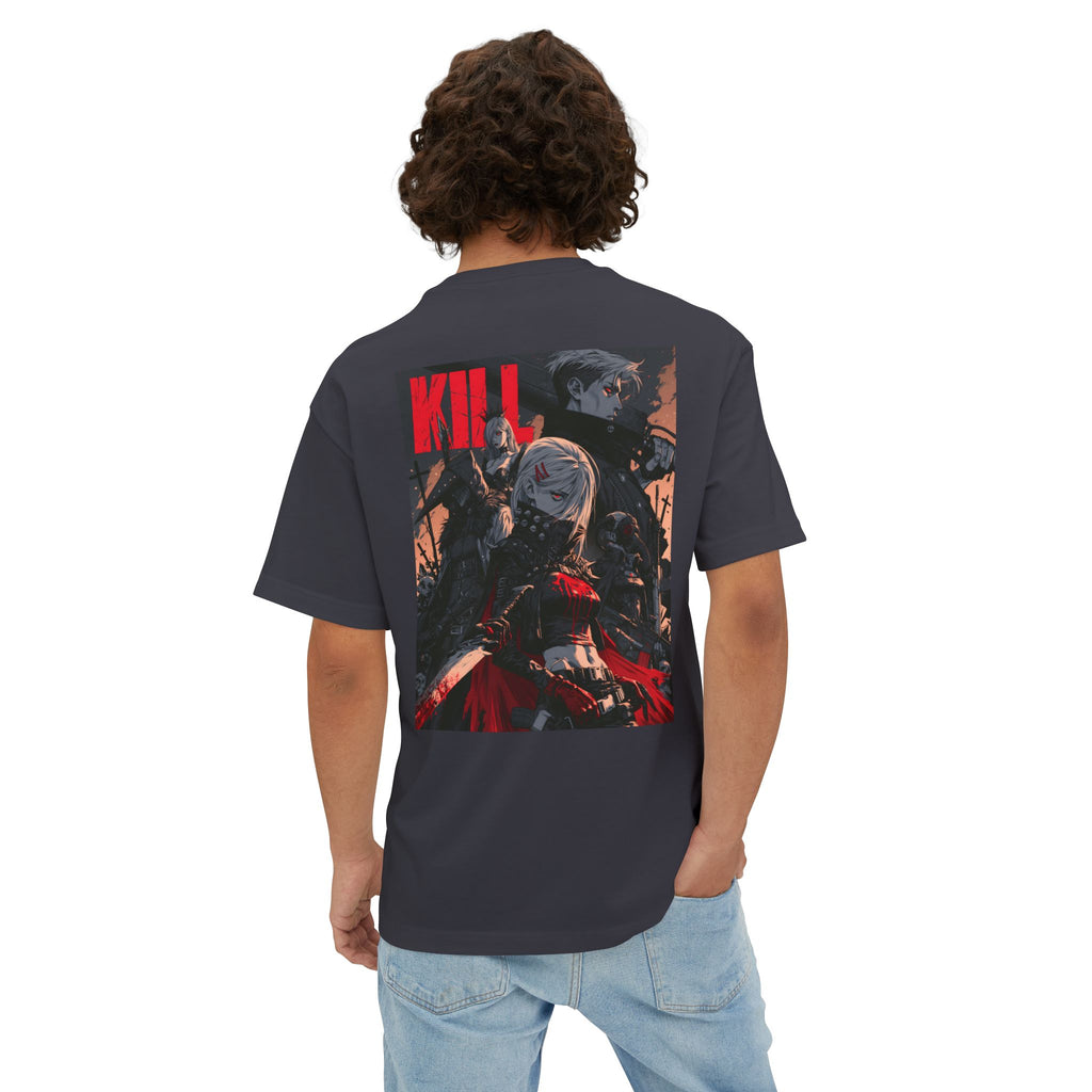 Minimal Mecha Emblem Boxy Tee — Anime-Inspired Back Graphic