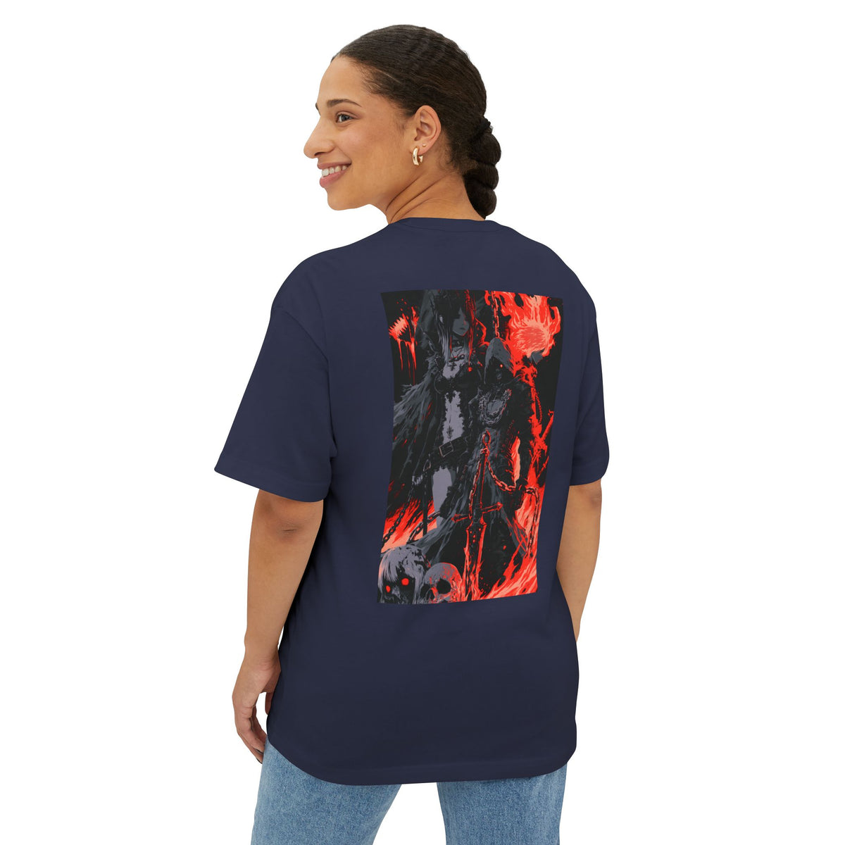 Boxy Tee — Minimal Mecha Emblem Chest Graphic
