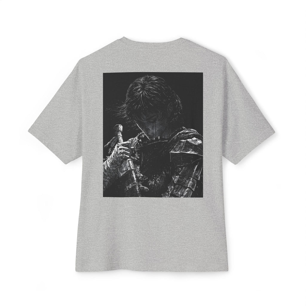 Samurai Crest Tee — Minimal Chest + Back Manga Graphic Oversized Tee