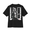 Cyberpunk Samurai Back-Graphic Tee — Female Samurai, Monochrome Comic Panel Design