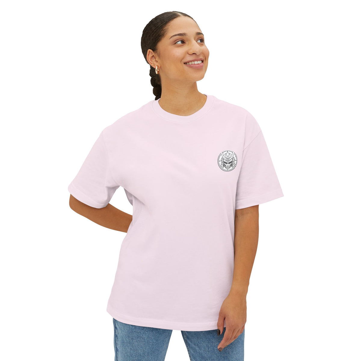Boxy Tee — Minimal Mecha Logo Chest Graphic