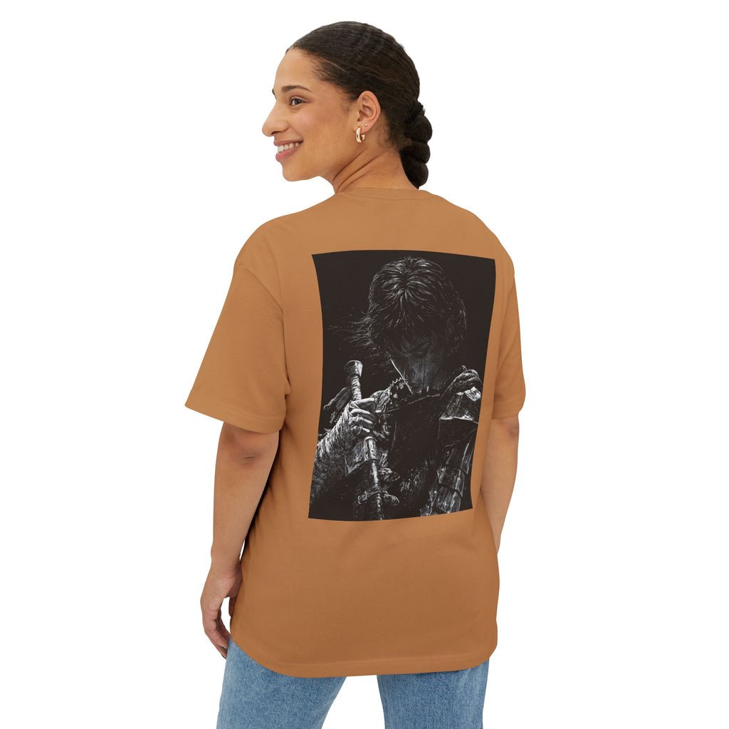 Samurai Crest Tee — Minimal Chest + Back Manga Graphic Oversized Tee