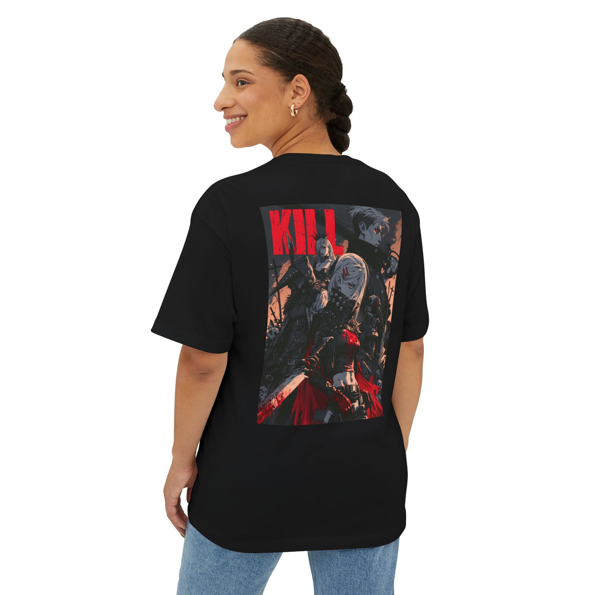 Minimal Mecha Emblem Boxy Tee — Anime-Inspired Back Graphic