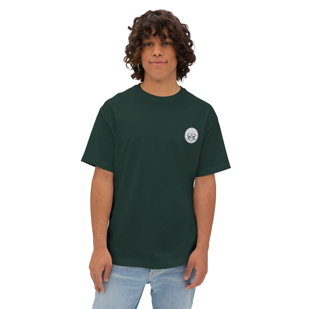 Boxy Tee — Futuristic Techwear Respirator Back Graphic (Crimson Filters)