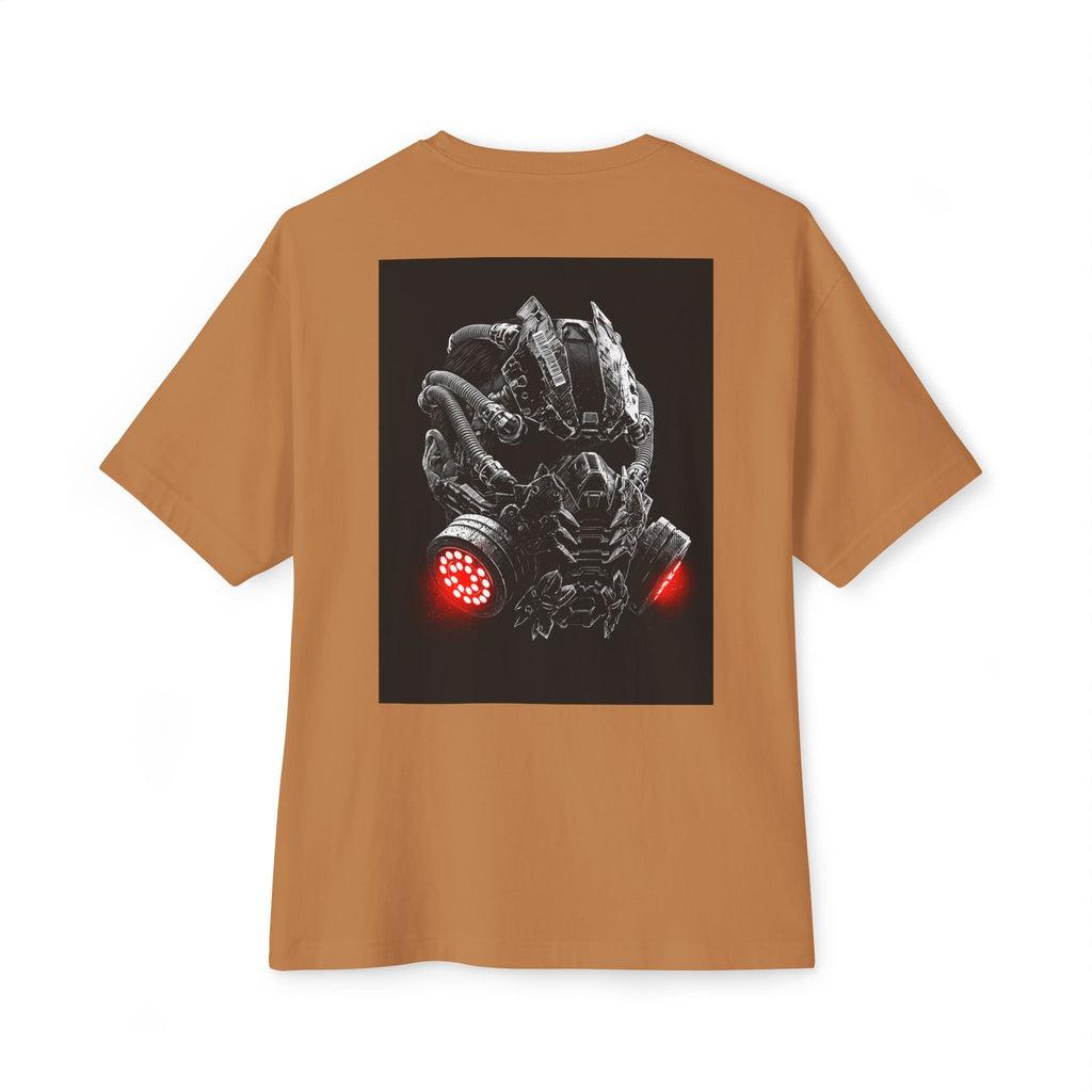 Boxy Tee — Futuristic Techwear Respirator Back Graphic (Crimson Filters)