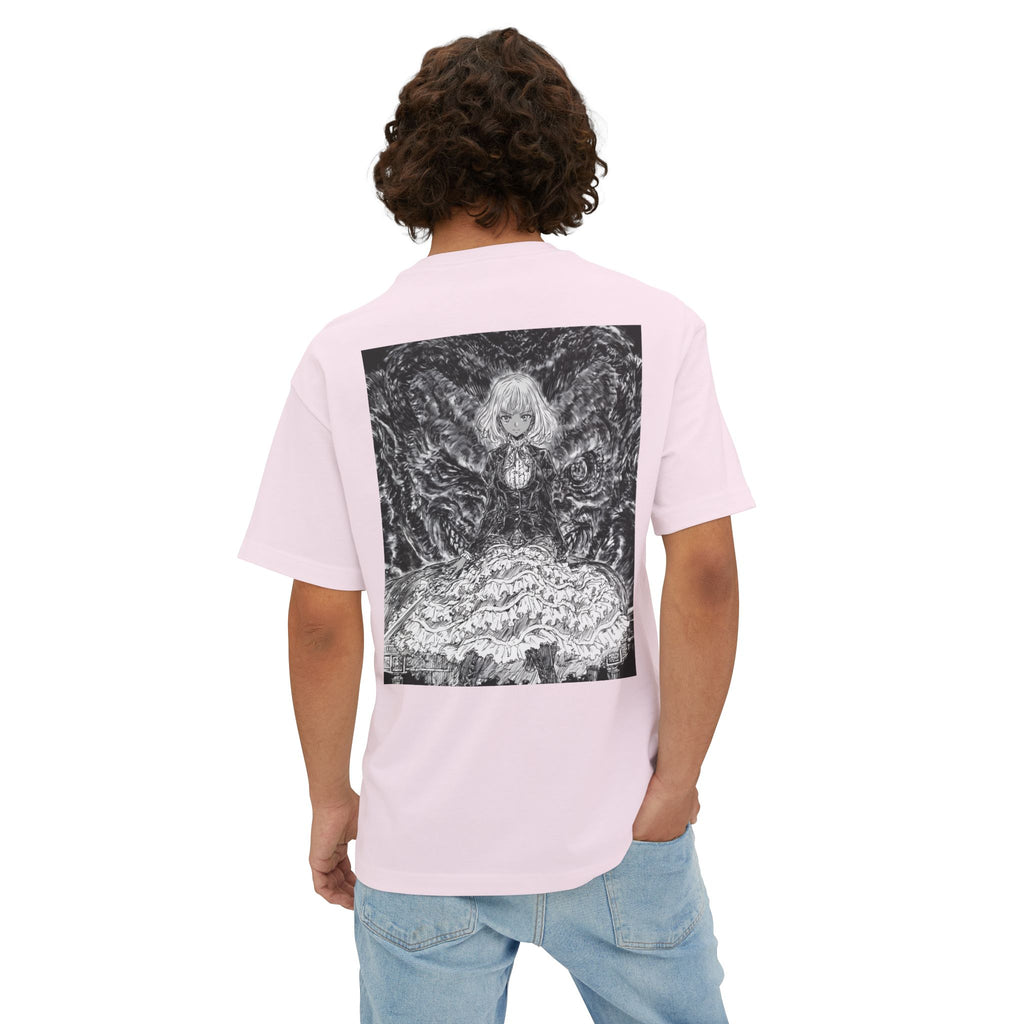 Minimal Mecha Emblem Boxy Tee — Dark Anime Back Graphic