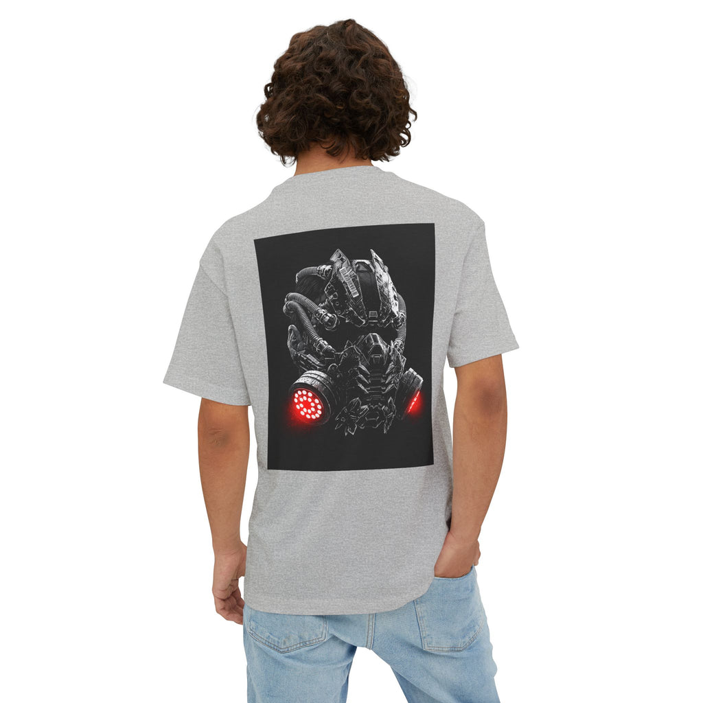 Boxy Tee — Futuristic Techwear Respirator Back Graphic (Crimson Filters)