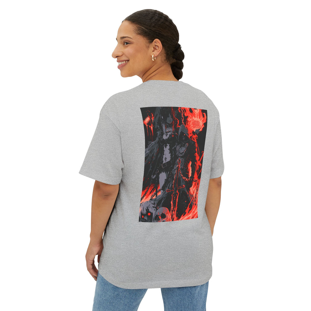Boxy Tee — Minimal Mecha Emblem Chest Graphic