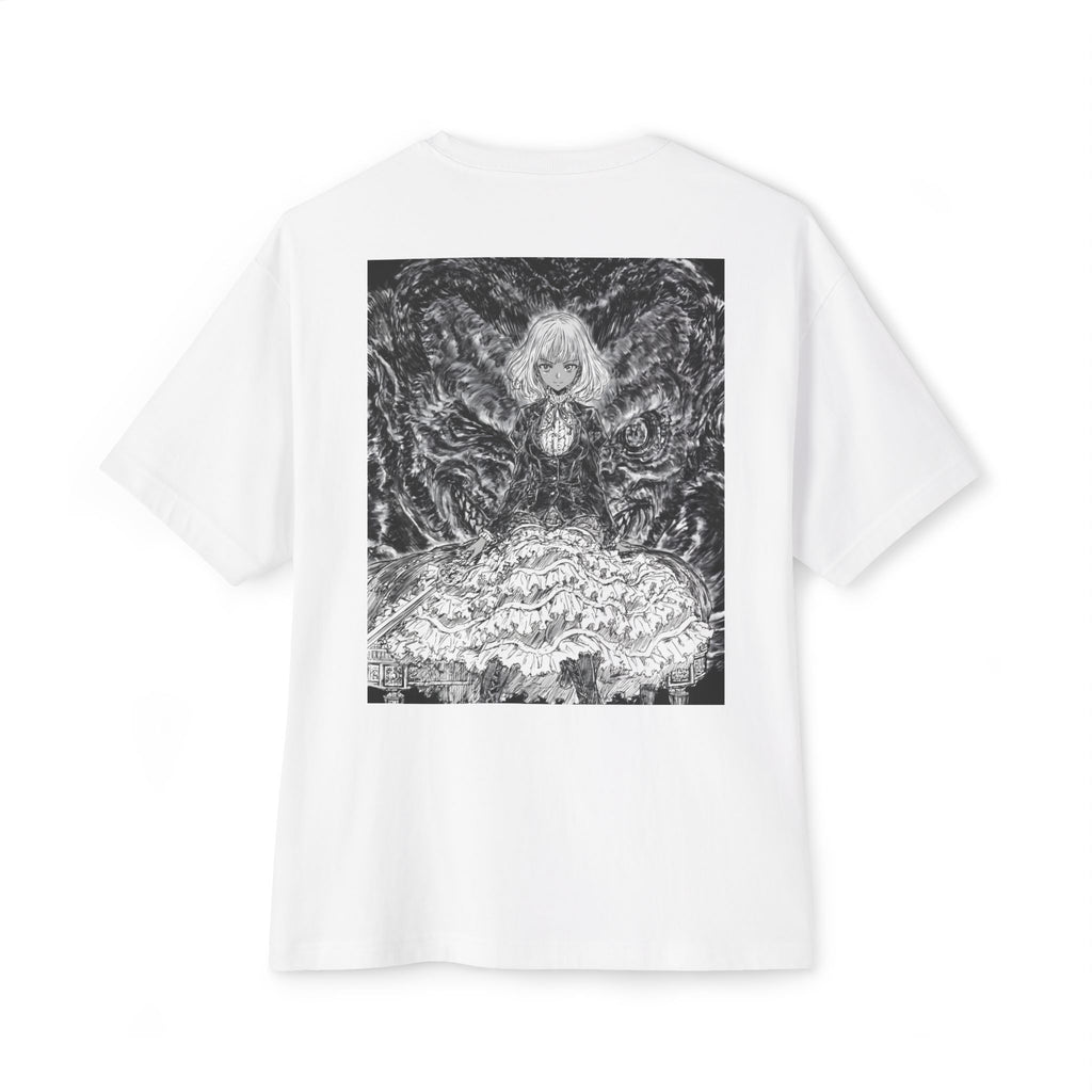 Minimal Mecha Emblem Boxy Tee — Dark Anime Back Graphic