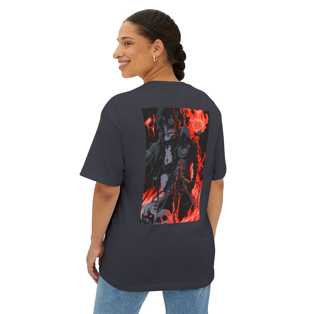Boxy Tee — Minimal Mecha Emblem Chest Graphic