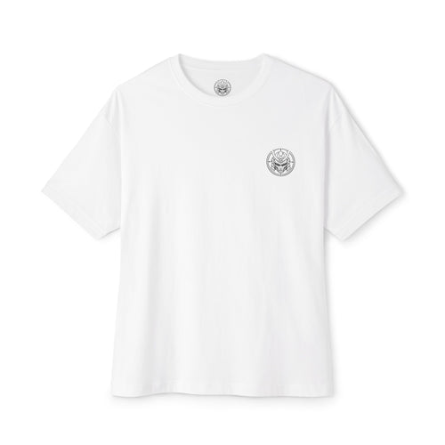 Boxy Tee — Futuristic Techwear Respirator Back Graphic (Crimson Filters)