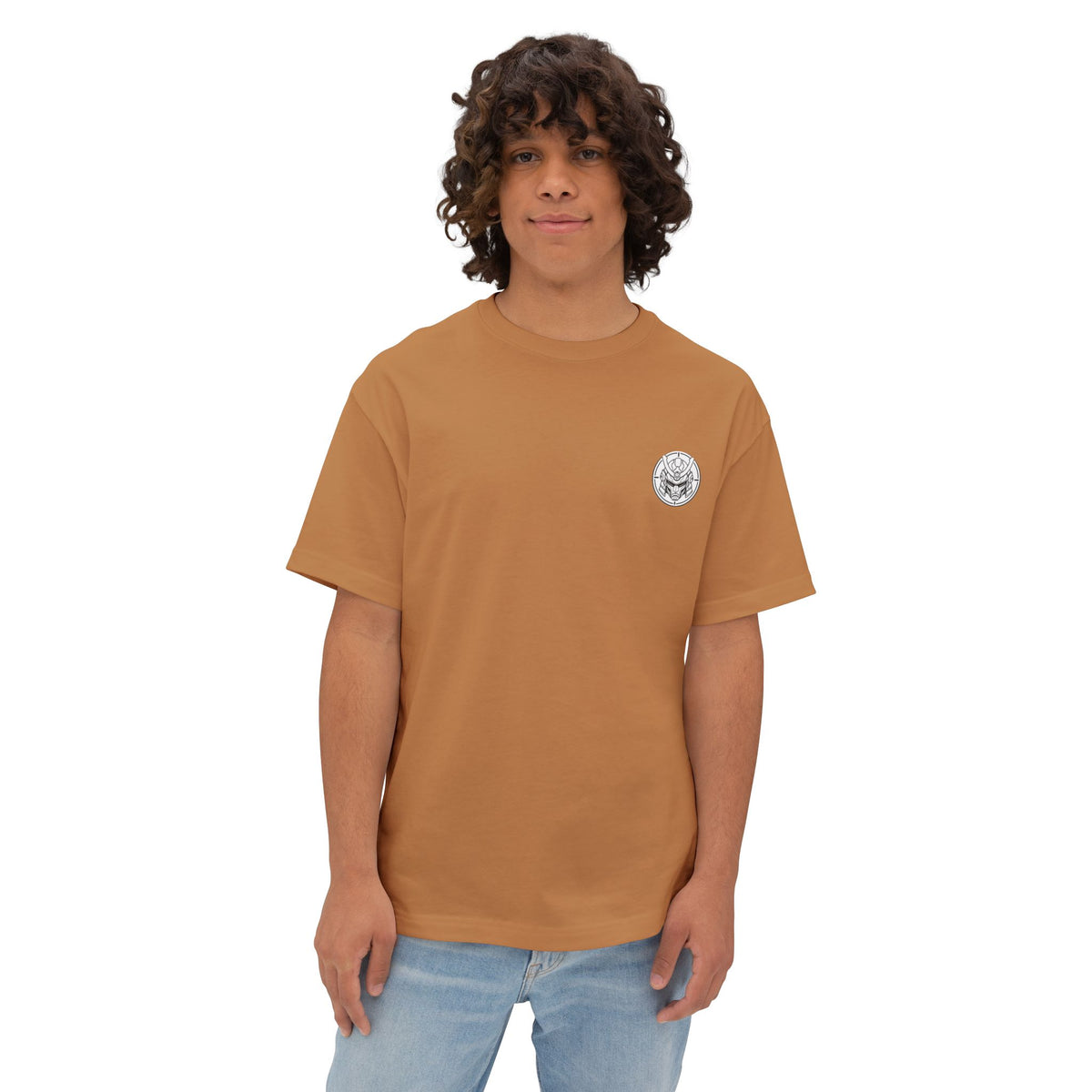 Boxy Tee — Minimal Samurai Emblem Chest Logo