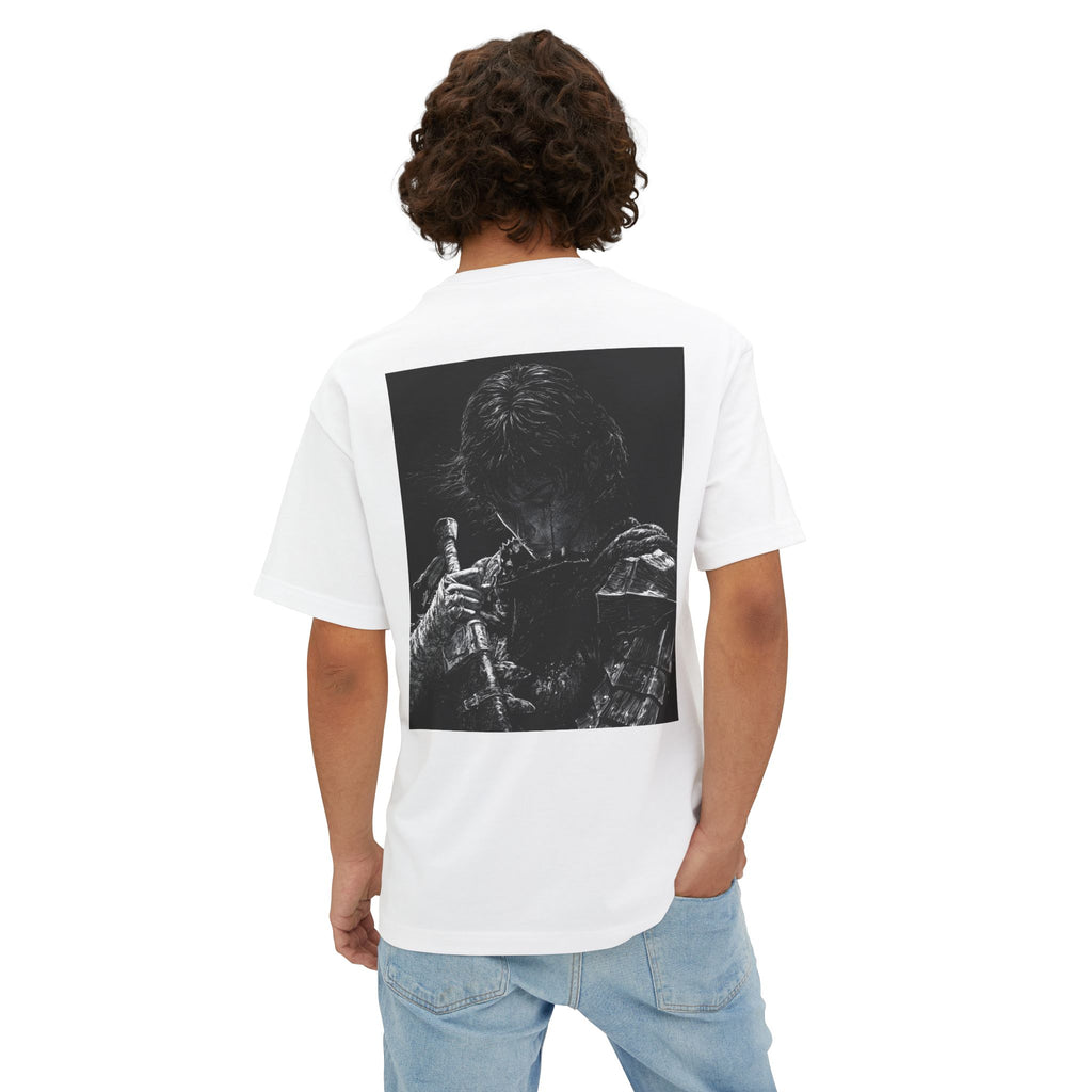 Samurai Crest Tee — Minimal Chest + Back Manga Graphic Oversized Tee