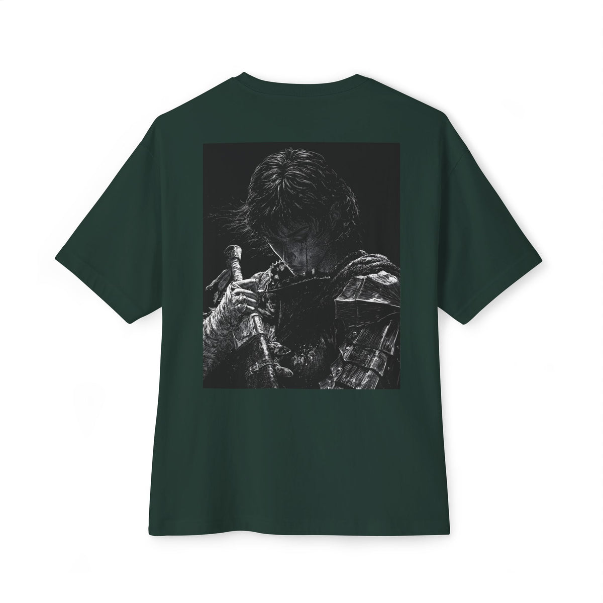 Samurai Crest Tee — Minimal Chest + Back Manga Graphic Oversized Tee