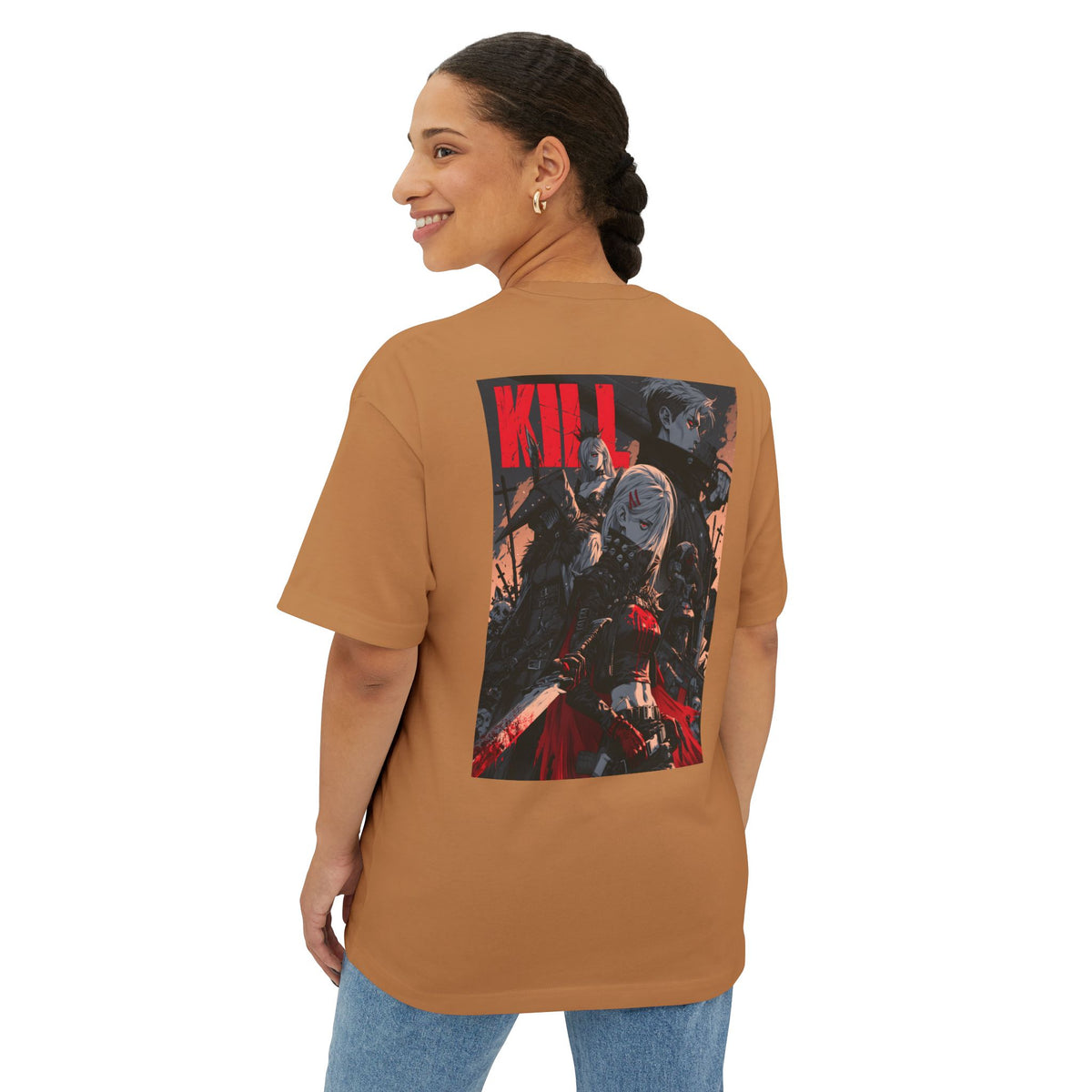 Minimal Mecha Emblem Boxy Tee — Anime-Inspired Back Graphic