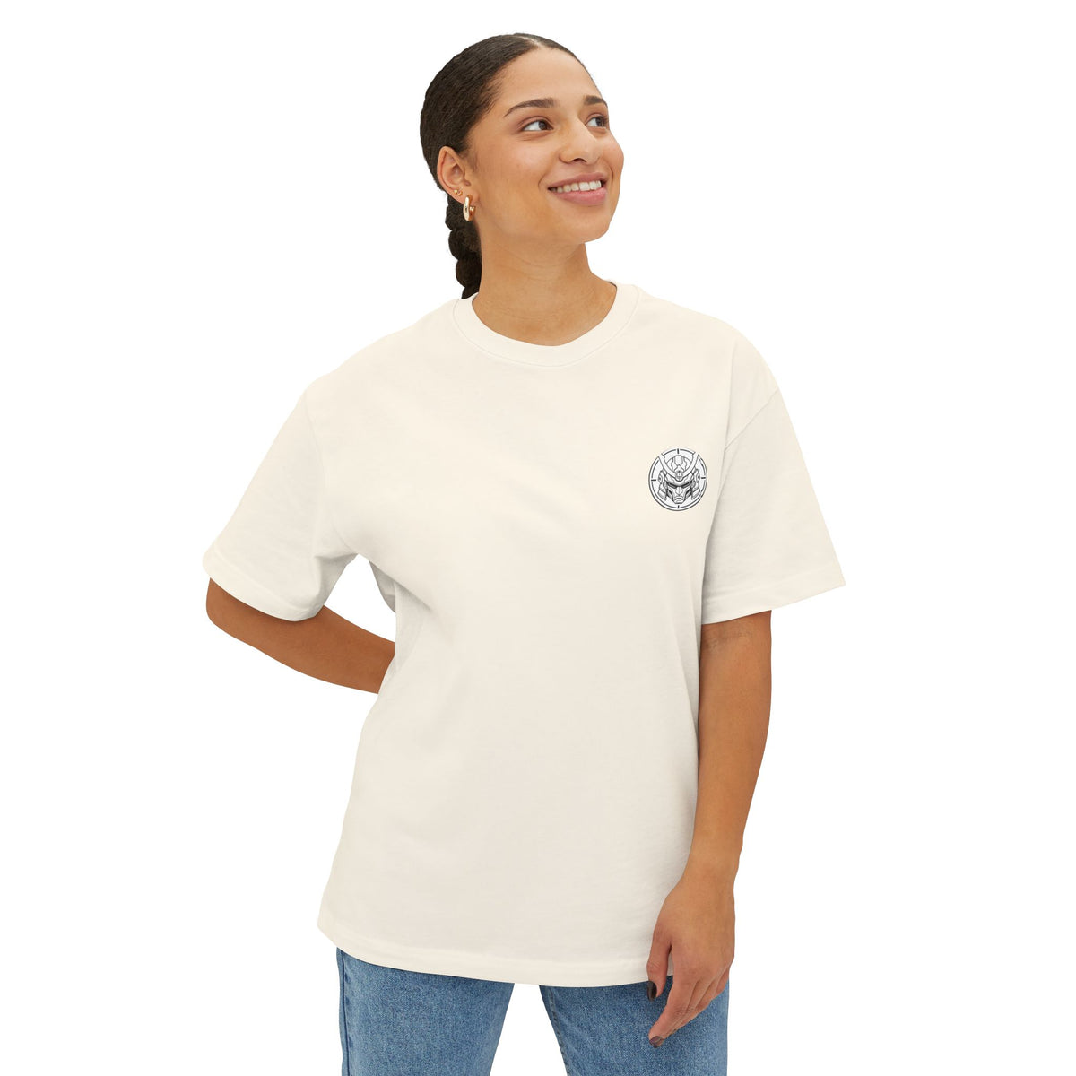 Boxy Tee — Futuristic Techwear Respirator Back Graphic (Crimson Filters)
