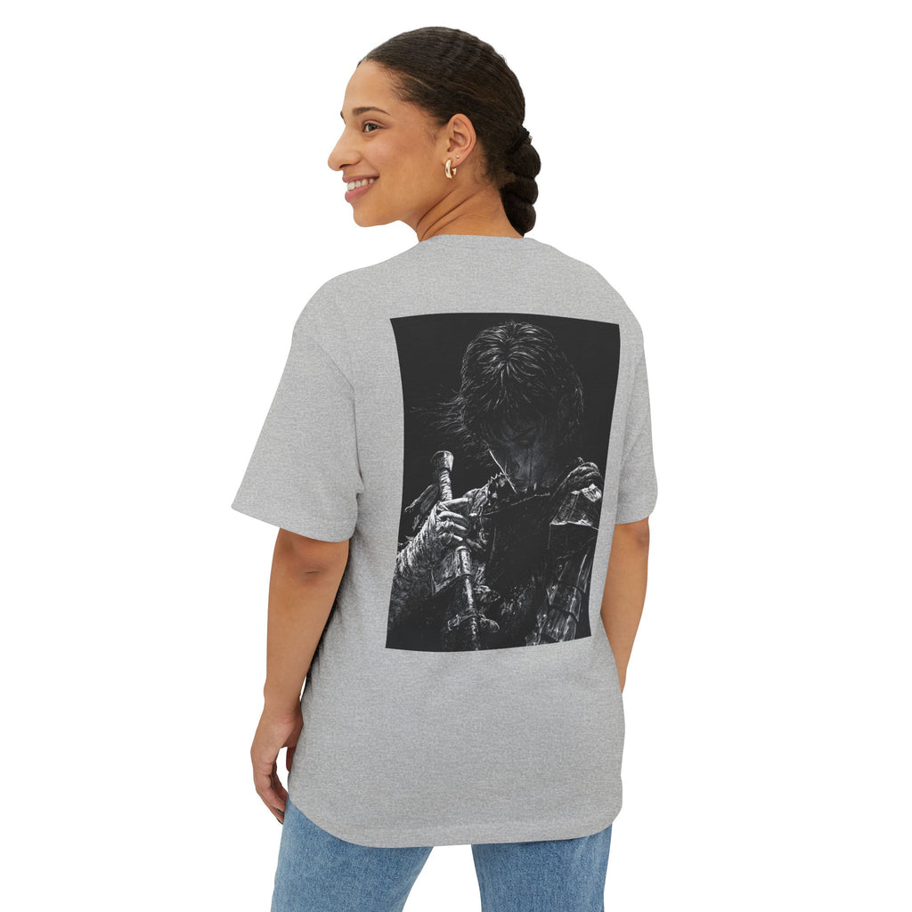 Samurai Crest Tee — Minimal Chest + Back Manga Graphic Oversized Tee