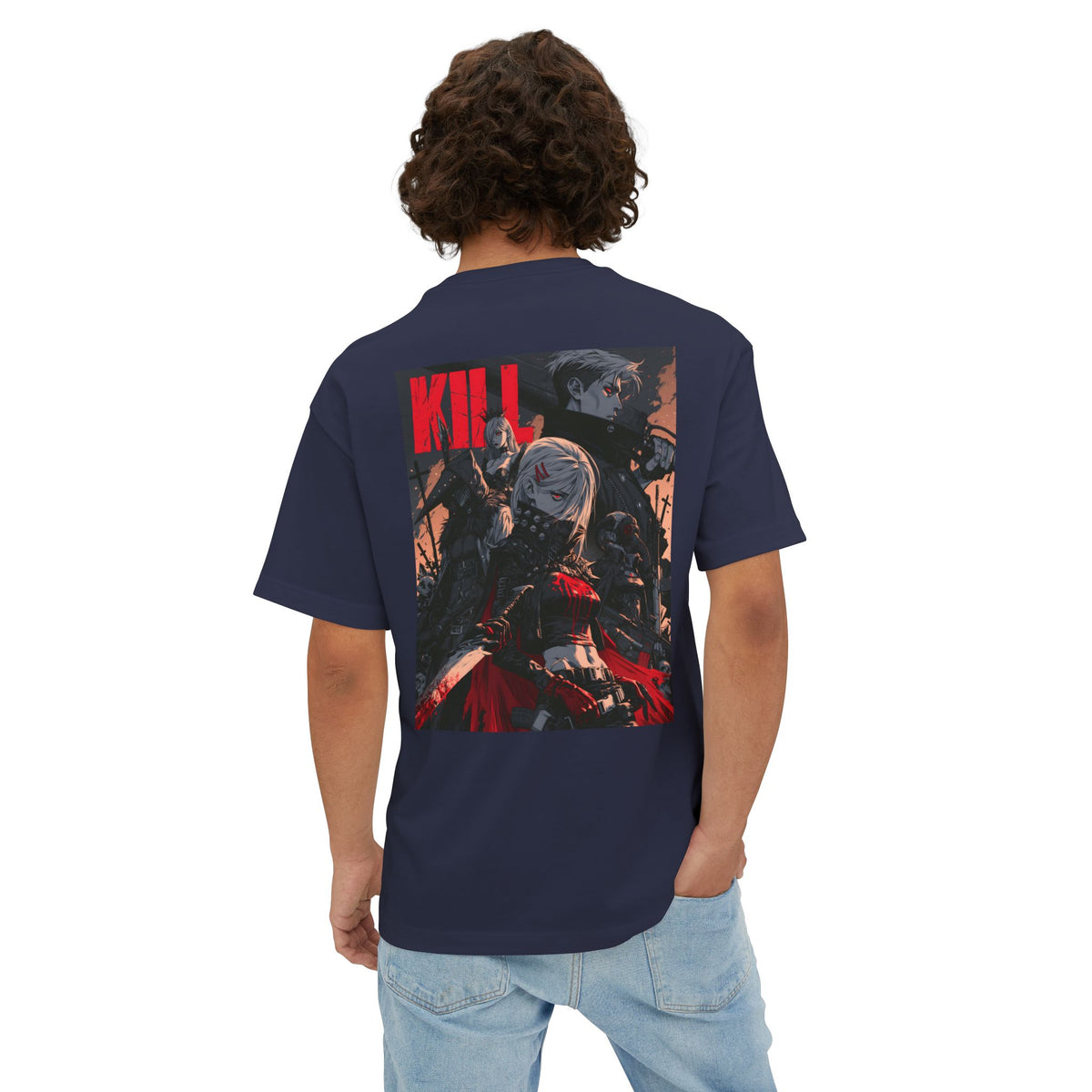 Minimal Mecha Emblem Boxy Tee — Anime-Inspired Back Graphic