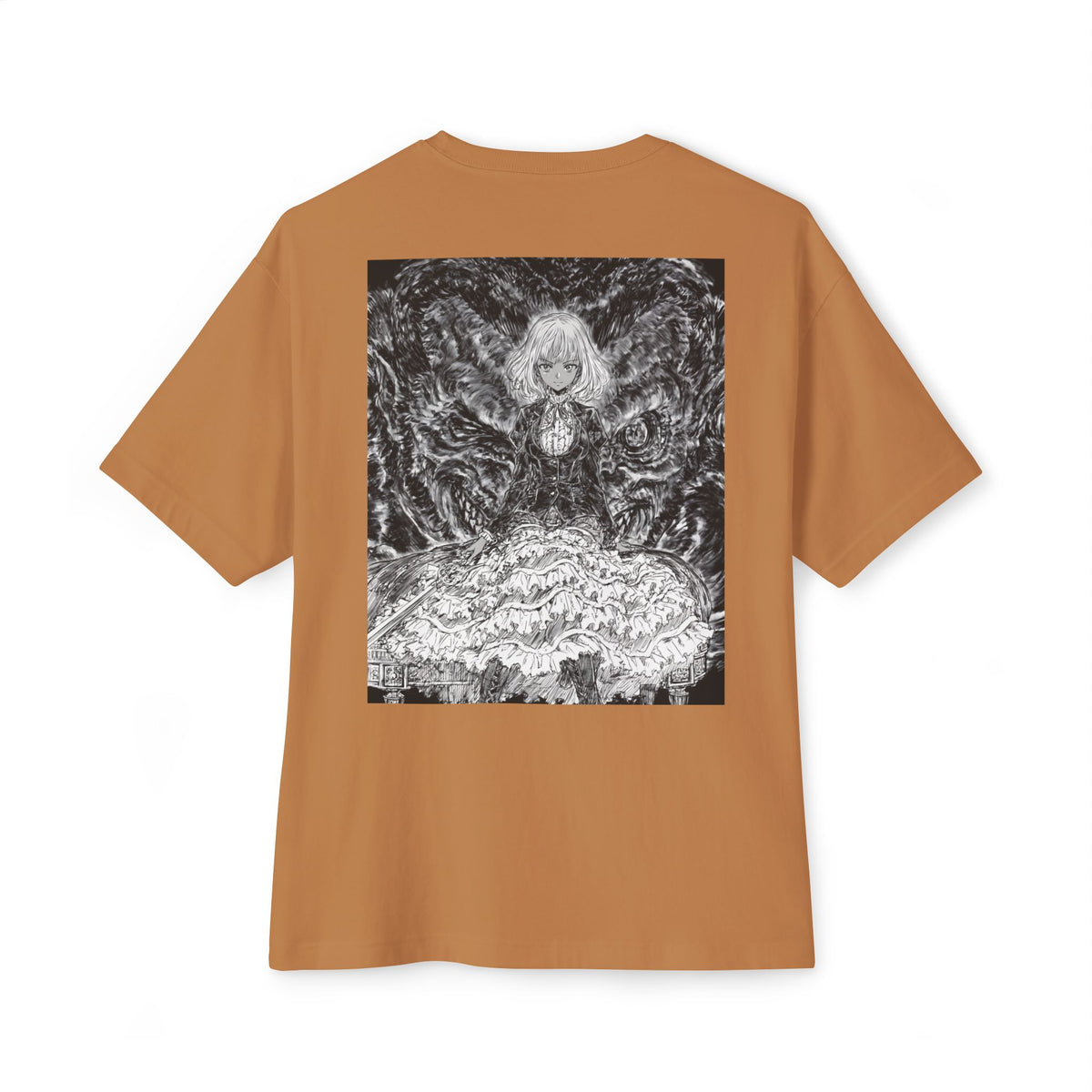 Minimal Mecha Emblem Boxy Tee — Dark Anime Back Graphic