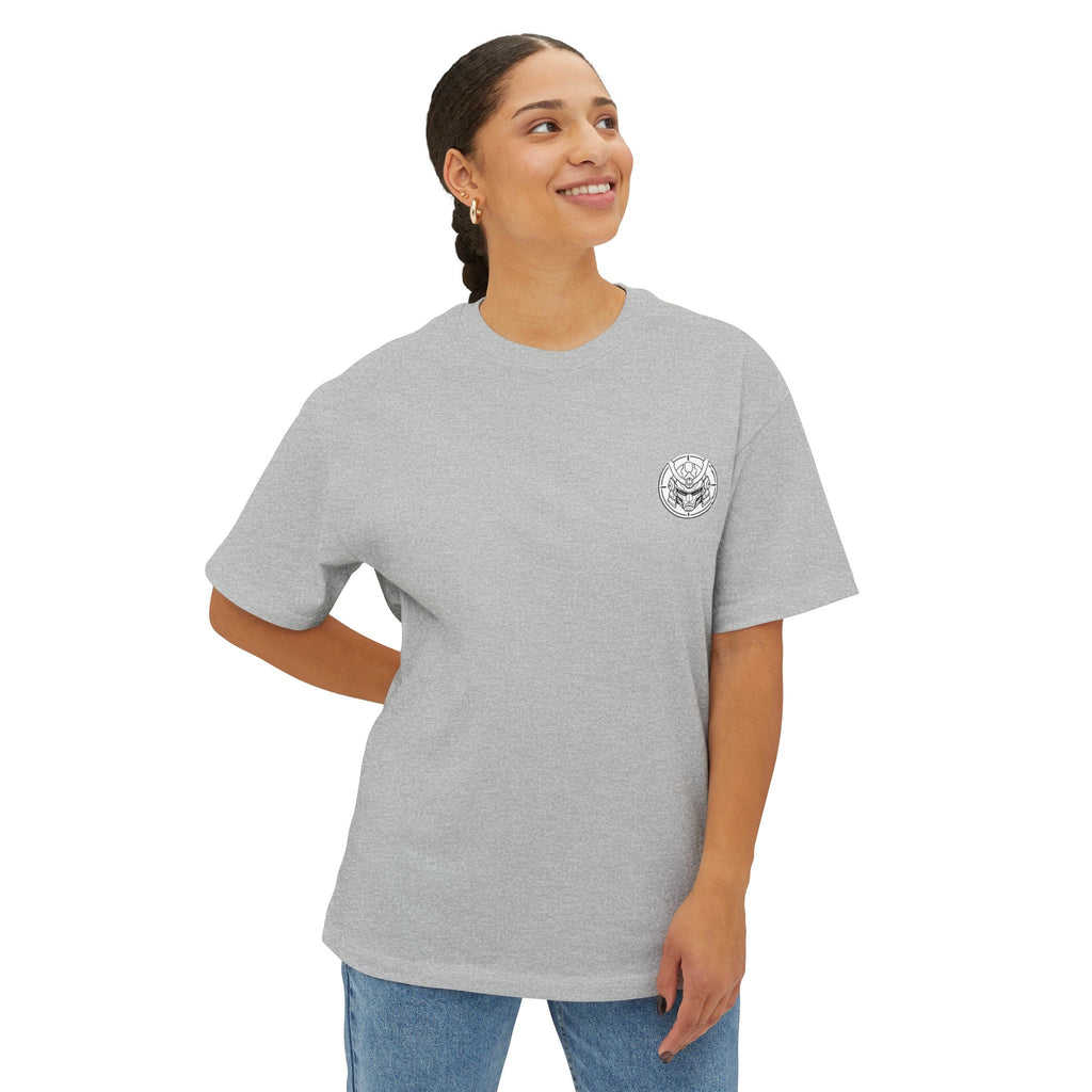 Boxy Tee — Minimal Samurai Emblem Chest Logo