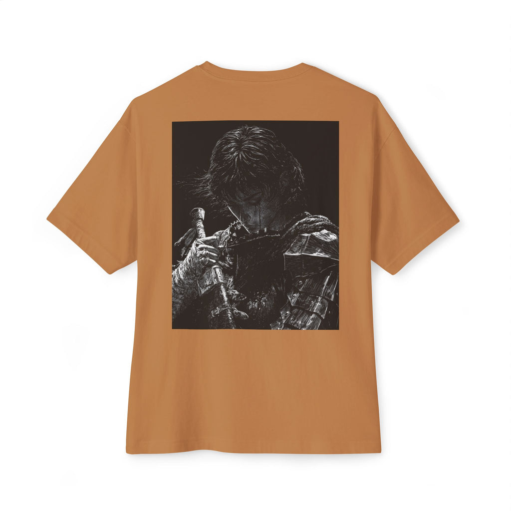 Samurai Crest Tee — Minimal Chest + Back Manga Graphic Oversized Tee