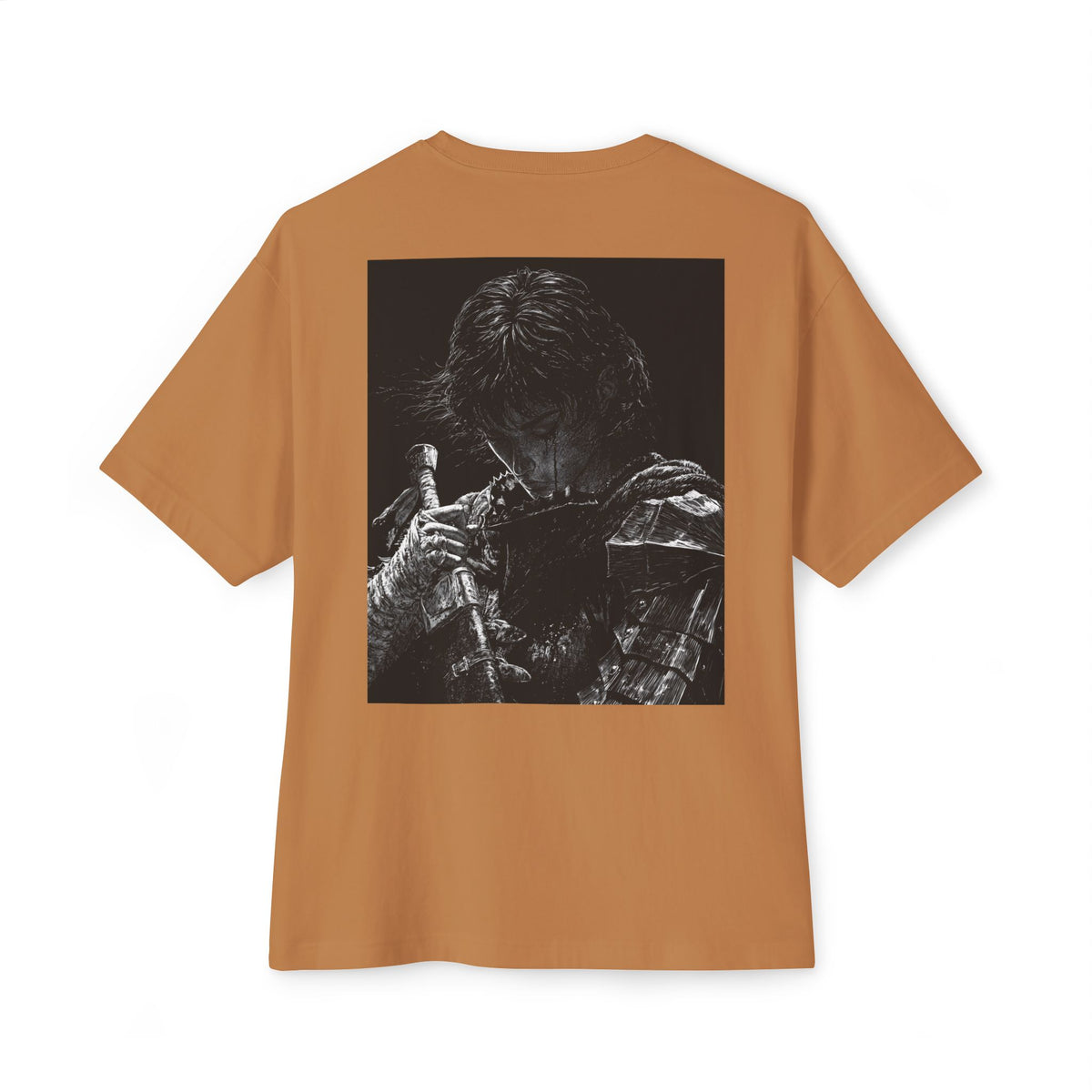 Samurai Crest Tee — Minimal Chest + Back Manga Graphic Oversized Tee