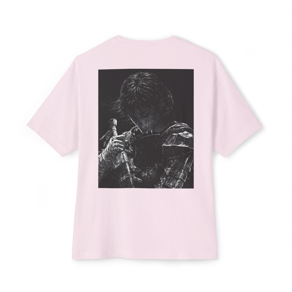 Samurai Crest Tee — Minimal Chest + Back Manga Graphic Oversized Tee