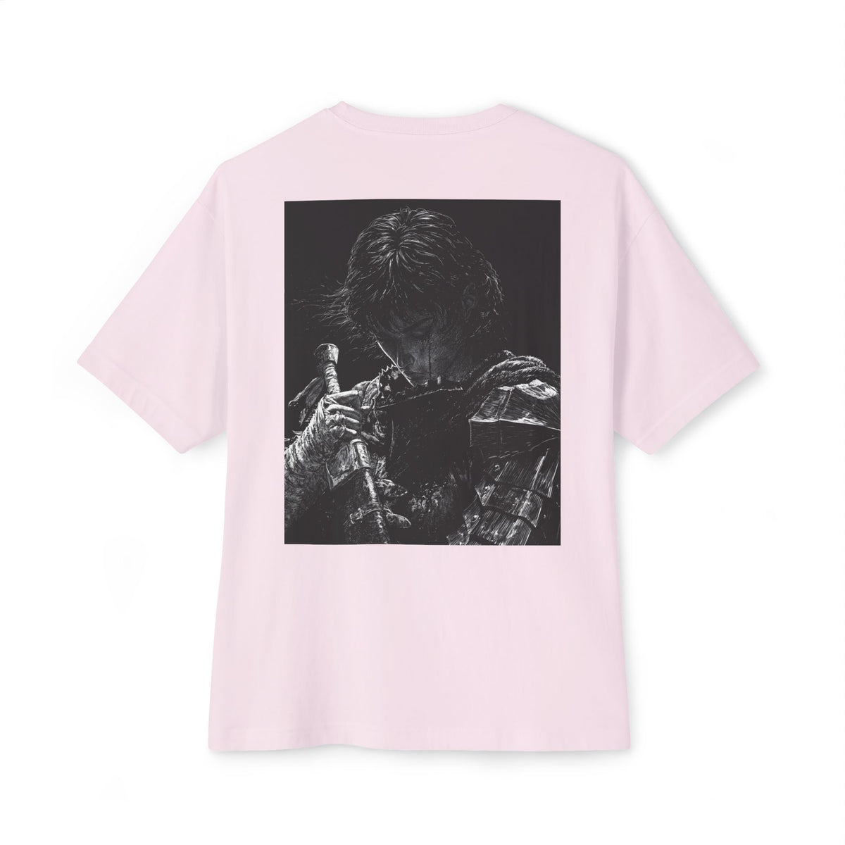 Samurai Crest Tee — Minimal Chest + Back Manga Graphic Oversized Tee