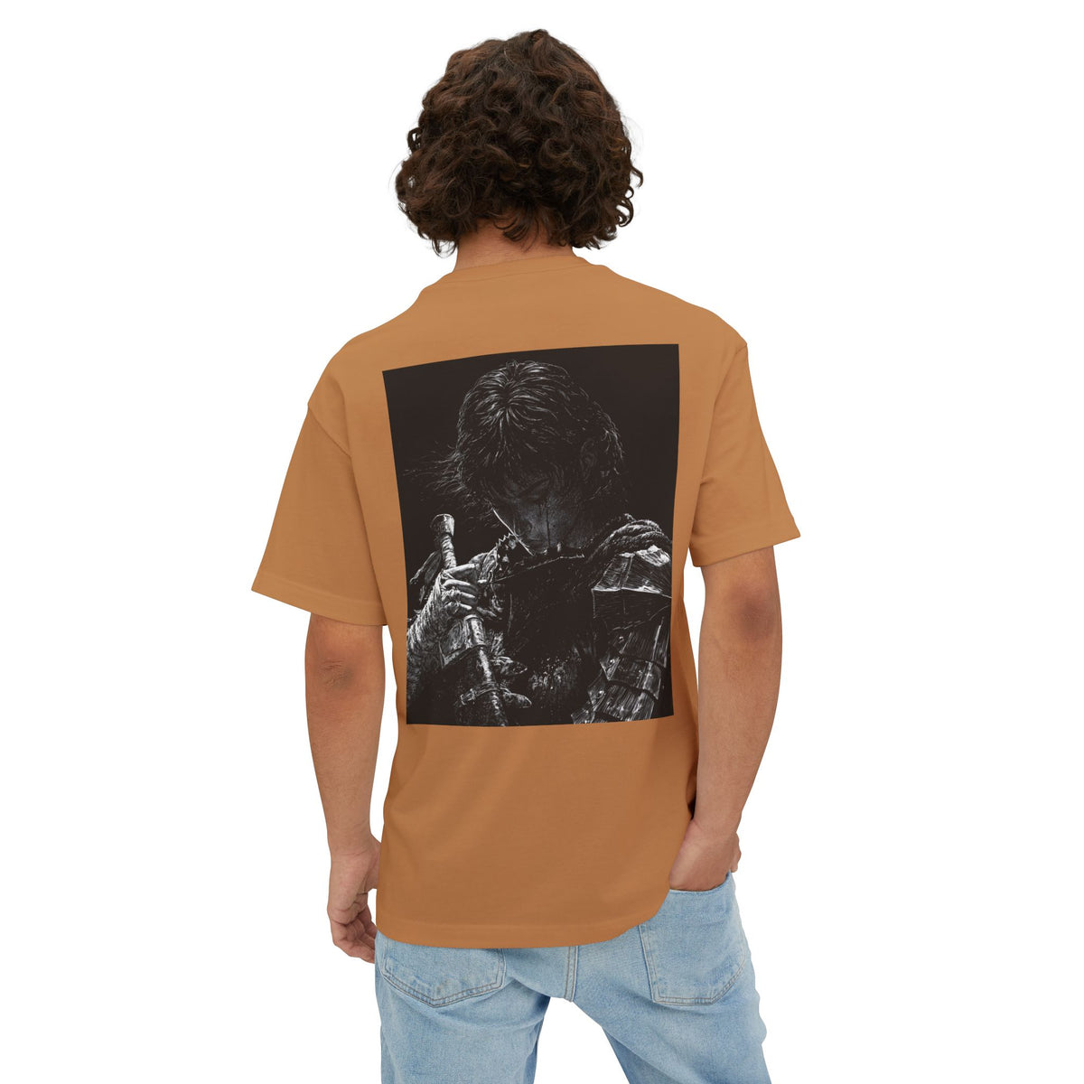 Samurai Crest Tee — Minimal Chest + Back Manga Graphic Oversized Tee
