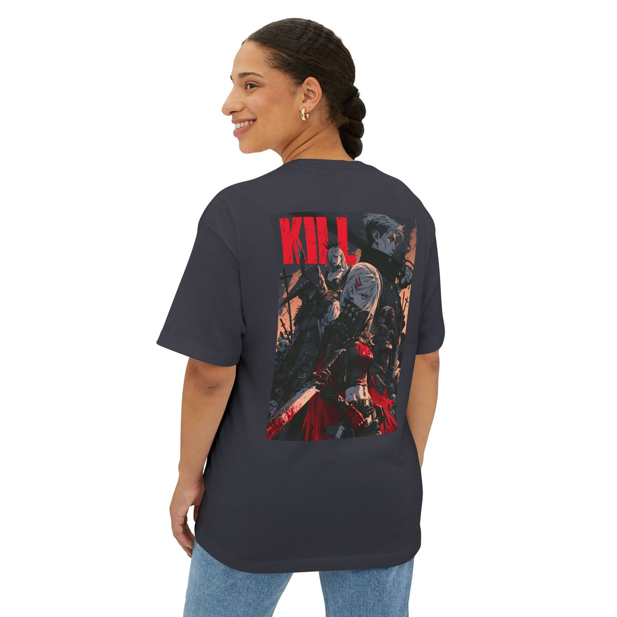 Minimal Mecha Emblem Boxy Tee — Anime-Inspired Back Graphic