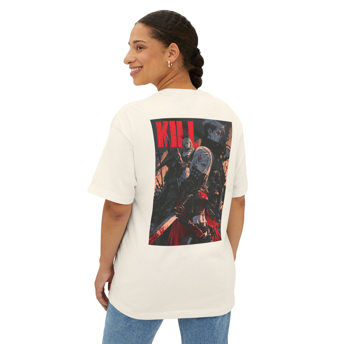 Minimal Mecha Emblem Boxy Tee — Anime-Inspired Back Graphic