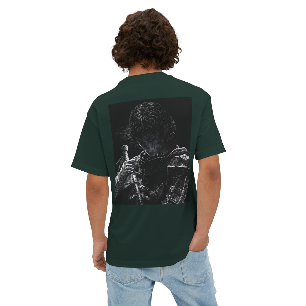 Samurai Crest Tee — Minimal Chest + Back Manga Graphic Oversized Tee