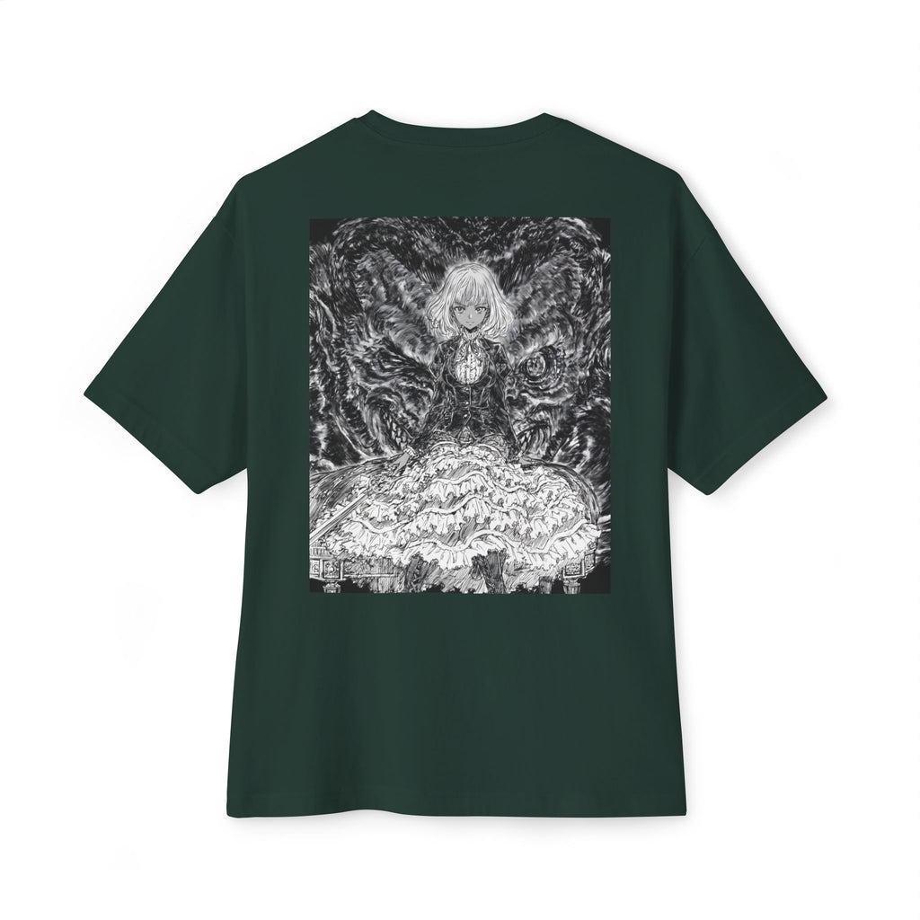 Minimal Mecha Emblem Boxy Tee — Dark Anime Back Graphic